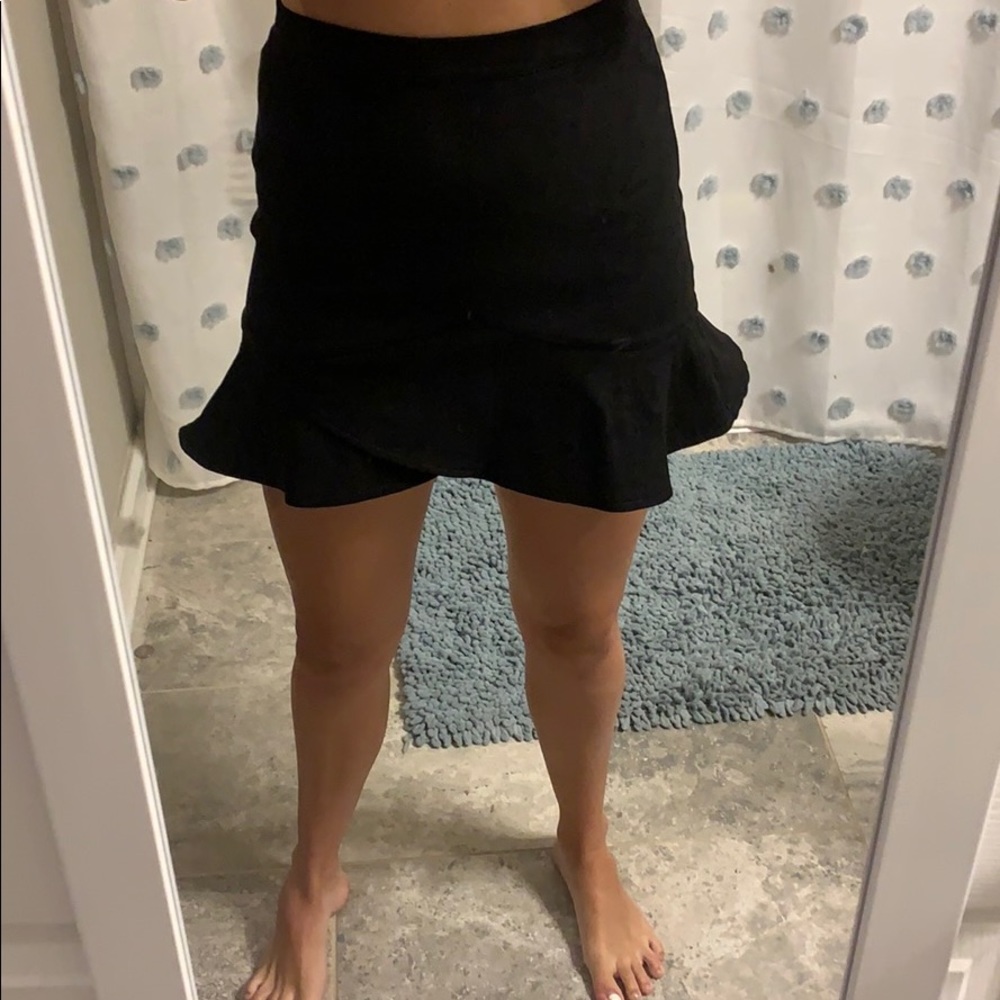 Black Suede Flare Skirt